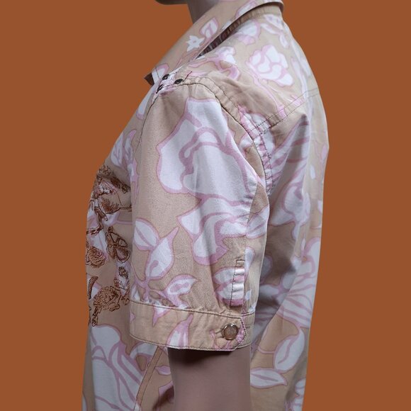 Y2K Parasuco Shirt Western Pearl Snap Size M Embroidered Skull Rock N Roll - Picture 8 of 14